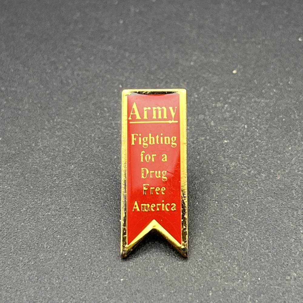 Army Fighting For A Drug Free America Red Ribbon Lapel Hat Pin